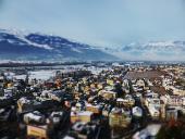 View from the mountains over a Swiss town